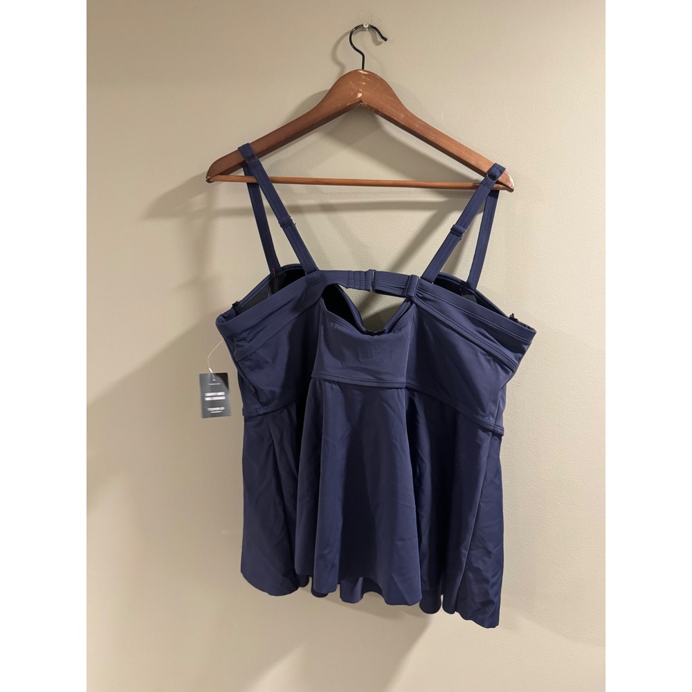 Torrid Tankini Peplum Underwire Swim Top Size 2-DD/F Cups Navy Blue Women - Picture 9 of 11